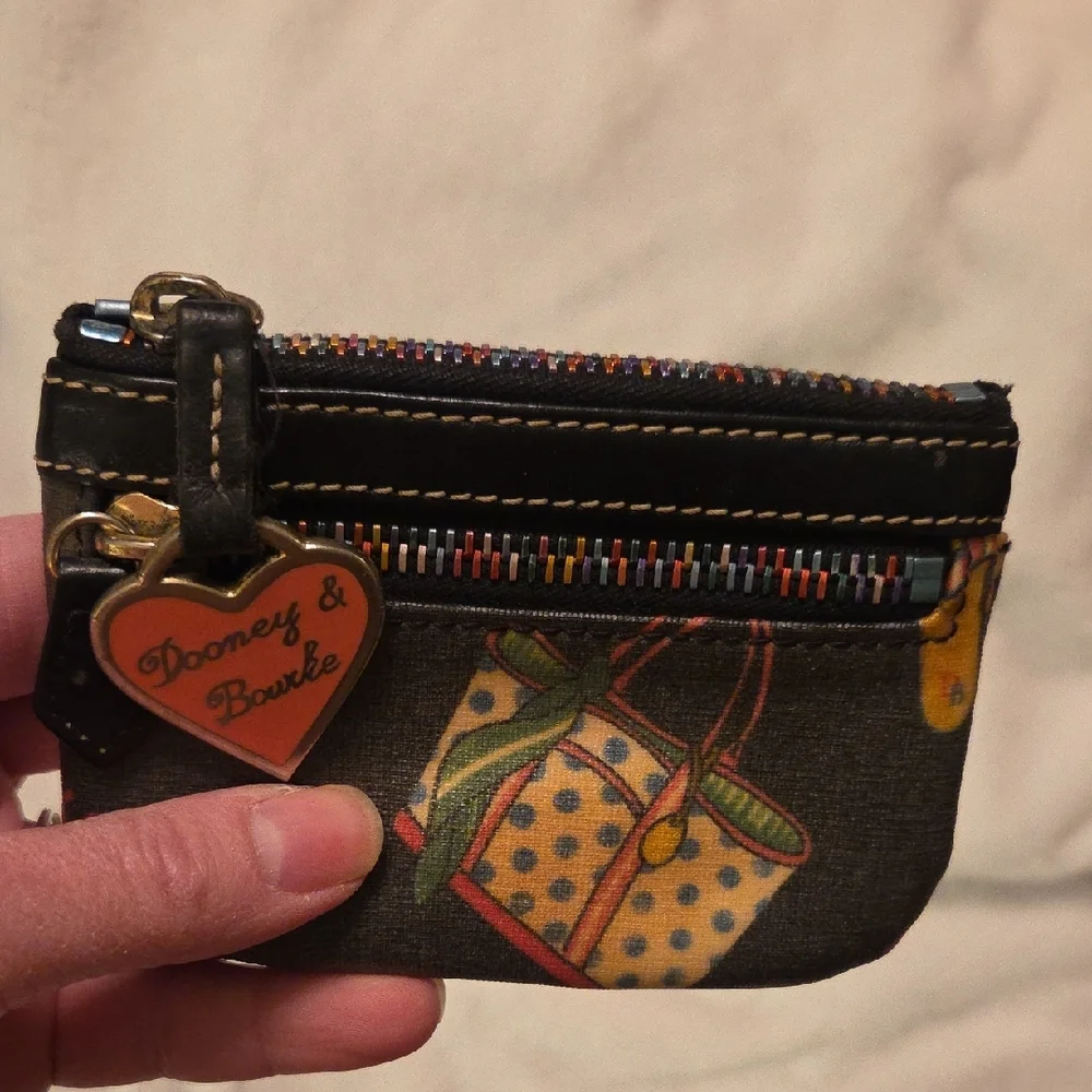 Dooney & Bourke Dark Gray Coin Bag w/Multicolor Accents & Rainbow Zippers - Picture 4 of 8